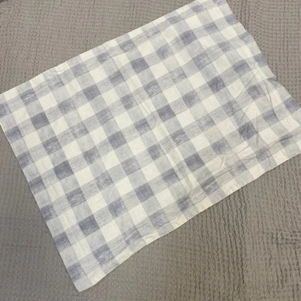 POTTERY BARN RHETT Gray/Ivory Check Linen/Cotton Pillow Standard Sham EUC